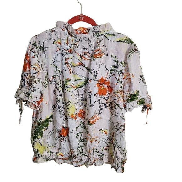 Inc International Concept 100%Linen Boho Floral Peasant Blouse Size XL - Picture 2 of 6
